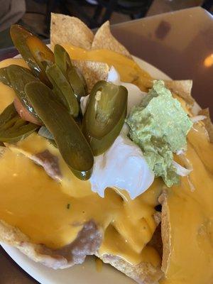 Nachos are they type w the premelted cheese.