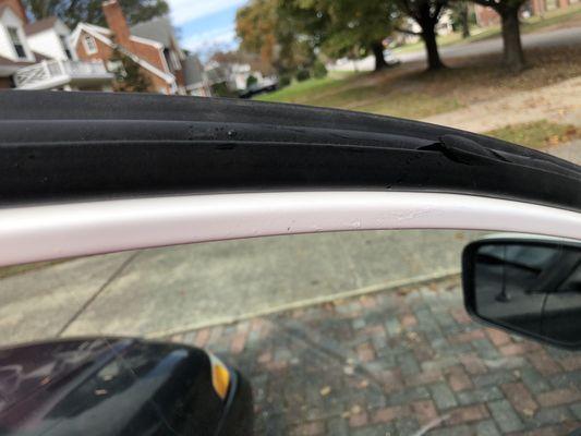 Window strip was sliced (Frank claimed he had no idea how/why this happened)