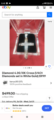 I was wondering how much you would give me for this cross