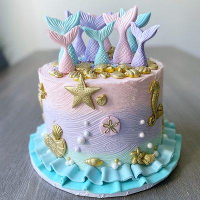 Mermaid themed birthday cake