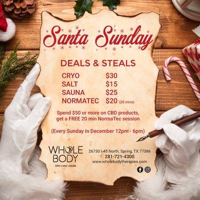 SANTA SUNDAY SPECIALS IN DECEMBER!