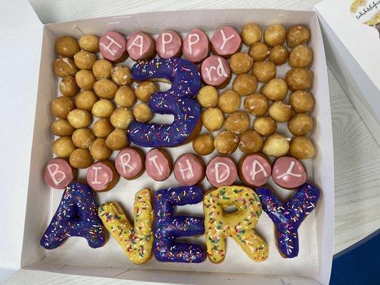 Donuts with numbers and letters.