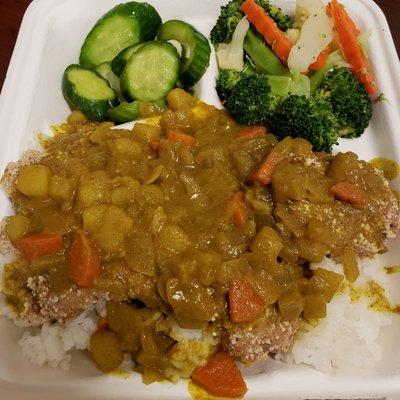 Curry potato over fried pork