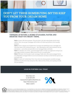 Let Direct Rate clear up all the mortgage myths for you. Reach out to a representative today!