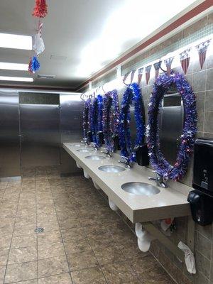 Clean bathrooms and festive decorations