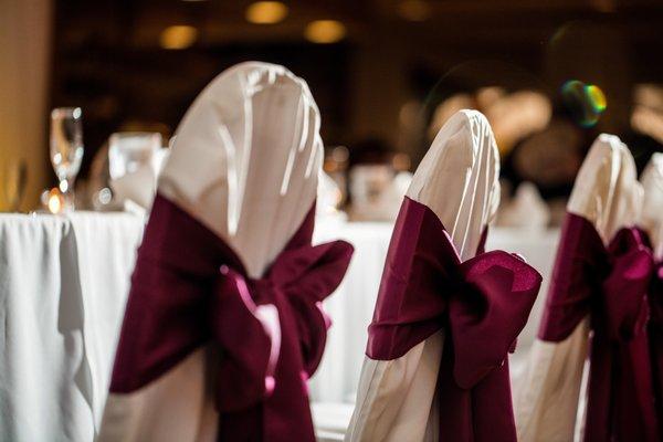 We offer chair covers and a variety of sashes.