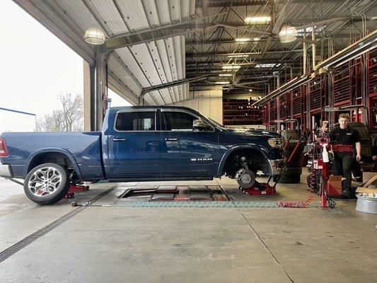 Pulling off the old tires and wheels on my truck