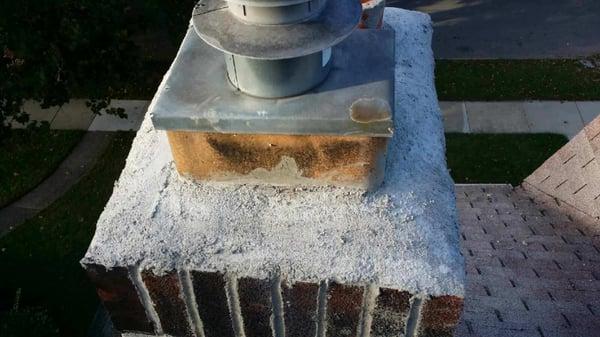 New chimney crown with no drip edge?