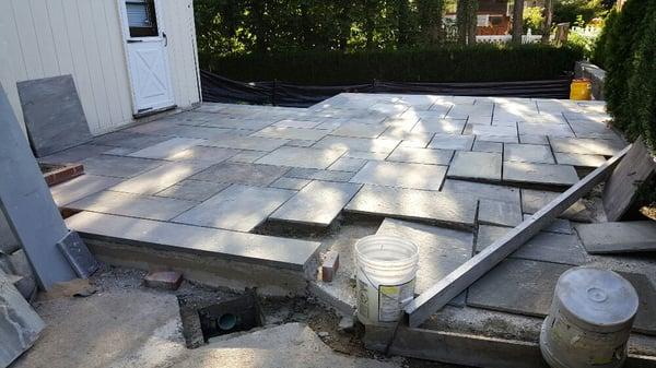 NY Bluestone Patio under construction