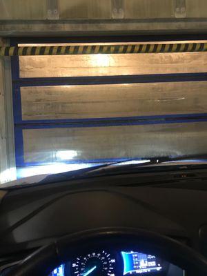 Closed door of automatic car wash