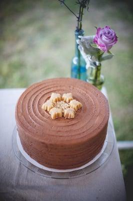 Vanilla cake, pastry cream filling, and chocolate buttercream.