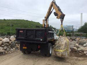 Stone and Rock Setting can be done with our crane truck