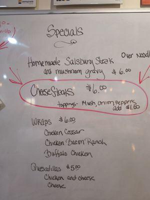 Daily specials. Regular menu and extended menu. Something for everyone.