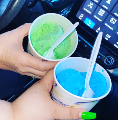 Pistachio and Sky Blue ice's in pint form