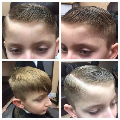 Before n after kids combover with part n scissor on top