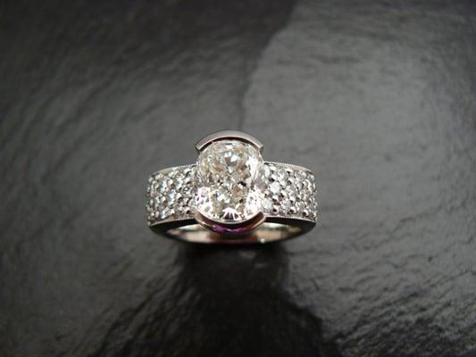 Engagement Wedding Custom diamond platinum cushion cut