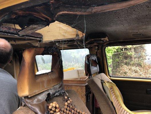 VW Westy badly burned after negligent storage at USA of Yesterday