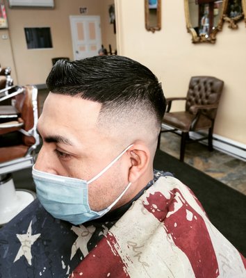 Blurry skin fade with scissor cut top and shape up in the front