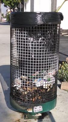 Burned out trash in the city of Rosemead. Instead of cleaning it out you just put a new bag in. Disgusting.