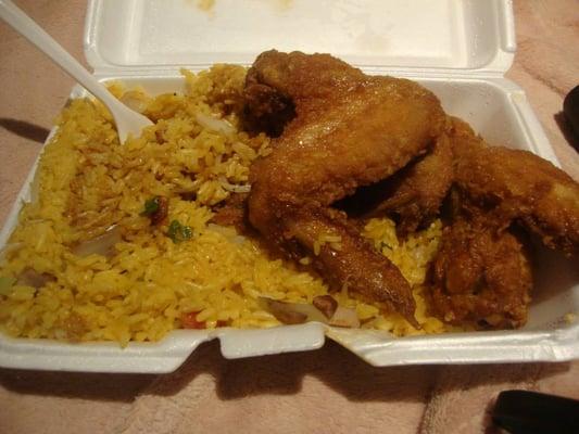 Roast Pork Fried Rice and Fried Chicken