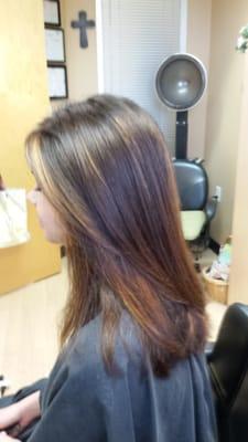 Another view of the carmel balayage.