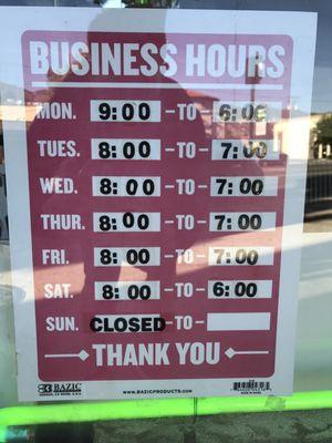 Here are his hours.  Love that he's open at 8am!