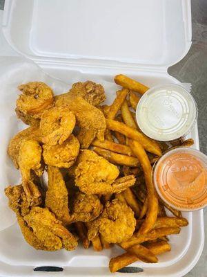 WIngs and Shrimp Combo with Fries and Drink