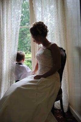 Wedding Portrait of the Bride and her son at the Woodruff Fontaine House in Memphis, TN