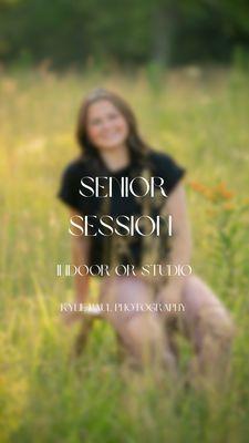 Senior sessions available. Studio or outdoor.