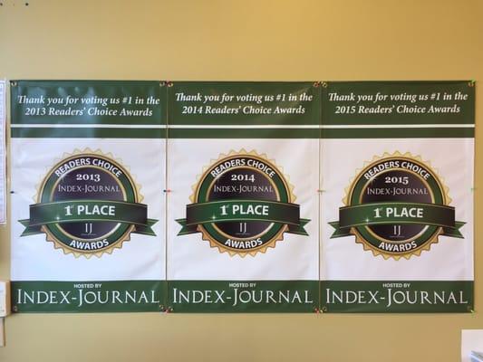 Voted Best in Greenwood 3 years in a row!  That should tell you something. :)