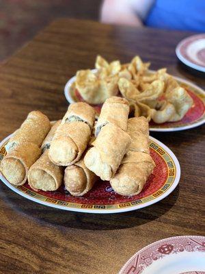 Egg rolls and crab rangoon