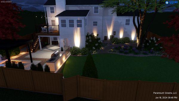 Example 3D Design, Medium Backyard at Night