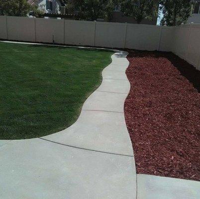 Regular grass with concrete walk way