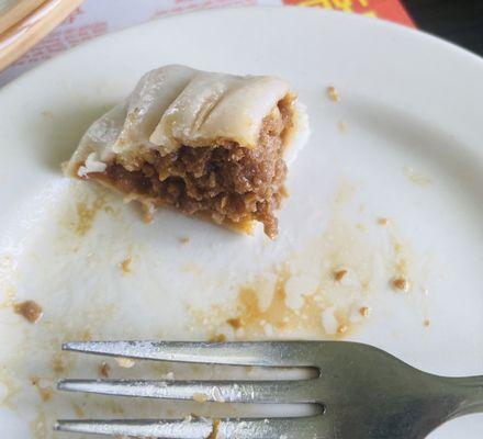 Inside of the homemade dumpling