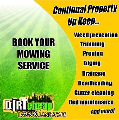 Now scheduling new customers 
Calll us for your continual property maintenance
Or for professional mowing service