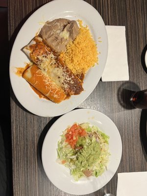 3 combo with vegetarian items (cheese enchilada, bean burrito, chalupa)