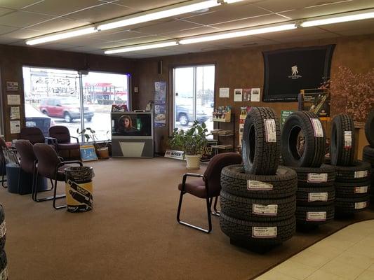 Large comfortable waiting area with a play area for Kids!