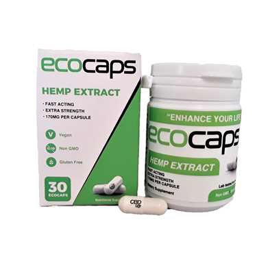 EcoCaps 30mg capsules recommended for symptoms of pain, sleep and general wellness