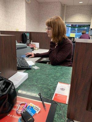 This i is Stacy the bank teller that took care of me at Community Bank today.