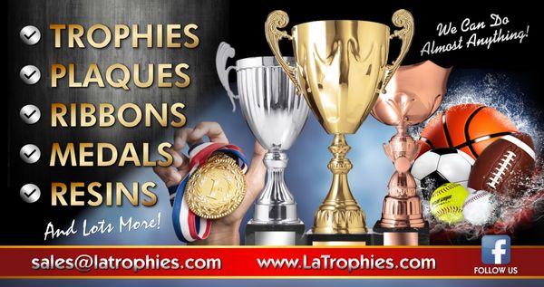 We can do Almost Anything!  Trophies, Plaques, Resins, Ribbons, Rings, Medallions, Acrylics, Glass Awards and Much More!