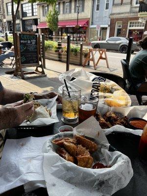 Pepperoni roll and chicken wings