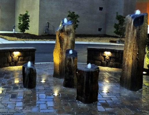 Basalt Column bubbling water feature for focal point and dramatic display with LED lights  R. Smiddy