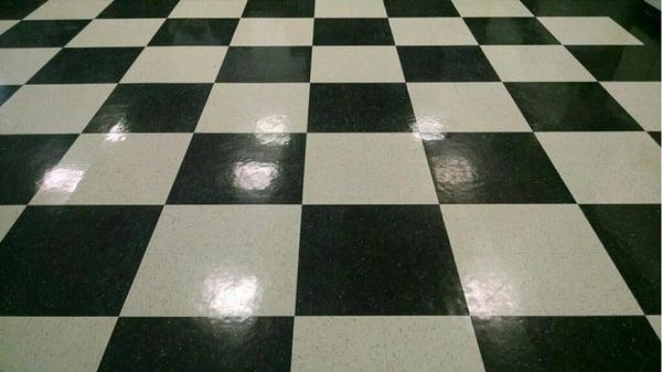 Sunday School floor after buffing