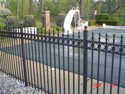 Black Aluminum Fence w/ Finials, Circles and BeFree Fence Posts