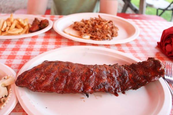 Babyback ribs and pulled pork. Delicious!