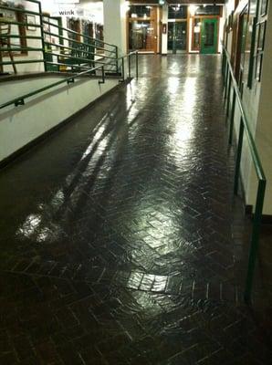 After a GreenClean floor restoration. This is at Sanbusco Market, a retail outlet mall in Santa Fe, NM.