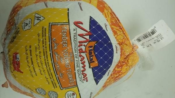 We have halal young tender turkey available durring thanksgiving come buy to get one.