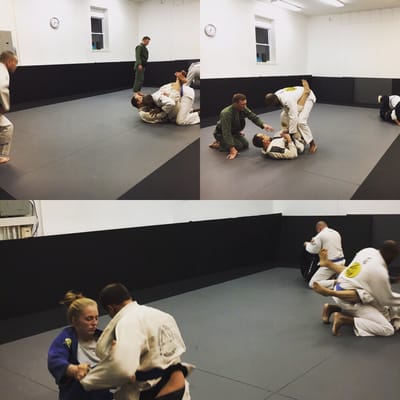 Black belt Adam Peterson giving instruction during class, followed by sparring.