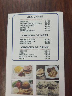 The Ala Carte and beverage menu.