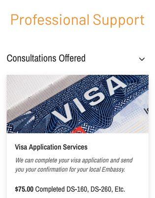 Visa application services